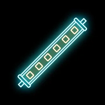 Glowing neon light bar icon on black background Stock Illustration