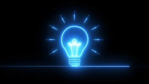 Glowing neon light bulb animation, creative idea and innovation concept on .. Vidéo 334395834