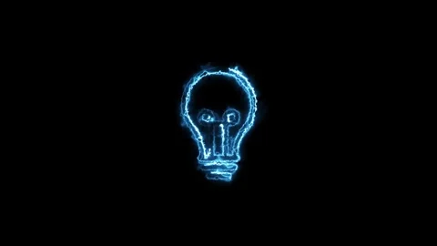 Glowing neon light bulb animation isolated on black background Stock Footage 340183648