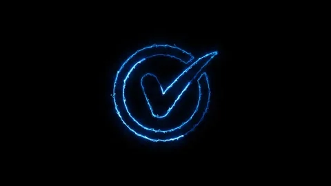 Glowing neon light Check mark icon and tick mark icon. Stock Footage 305166527