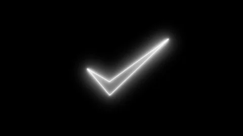 Glowing neon light checkmark animation on a black background Vidéo 318098123