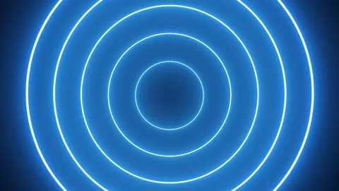 Glowing neon light circle loading Icon and radio waves animation Stock Footage 320558671
