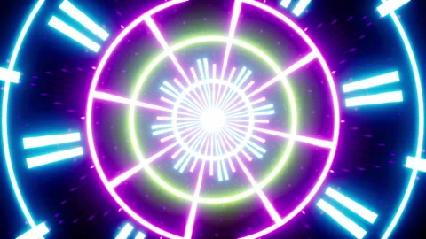 Glowing Neon Light Circle VJ Loop Stock Footage 220235572
