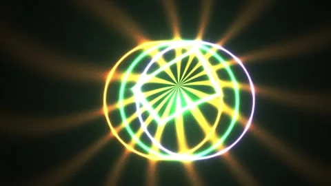 Glowing neon light circles intersecting patterns. Stock Footage 334881330