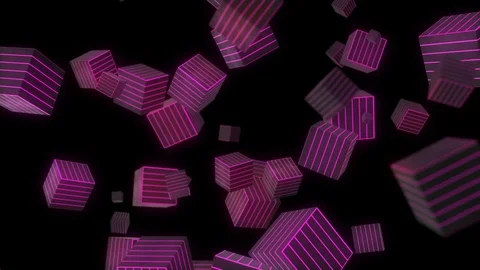 Glowing neon light cube. Disco cube abstract background. Looped animation. Stock-Footage 128184949