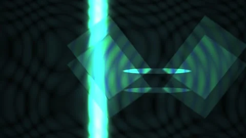 Glowing neon light design elements on dark background with geometric shapes. Stock Footage 336699327
