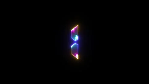 Glowing neon light digital number 1 (One). Neon two tone purple and blue li.. Stock Footage 295929173