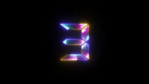 Glowing neon light digital number 3 (Three). Neon two tone purple and blue .. Stock Footage 295929188