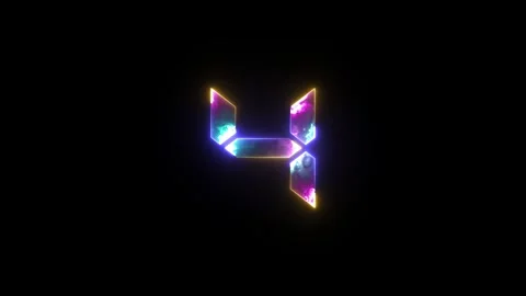 Glowing neon light digital number 4 (Four). Neon two tone purple and blue l.. Stock Footage 295929189