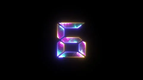 Glowing neon light digital number 6 (Six). Neon two tone purple and blue li.. Stock Footage 295929207