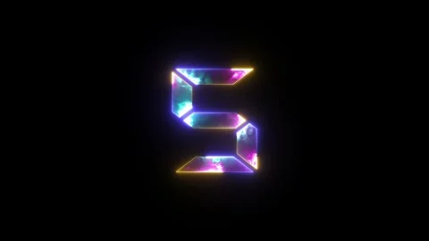 Glowing neon light digital number 5 (Five). Neon two tone purple and blue l.. Stock Footage 295929208