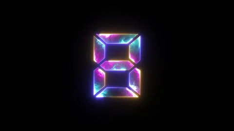 Glowing neon light digital number 8 (Eight). Neon two tone purple and blue .. Stock Footage 295929215