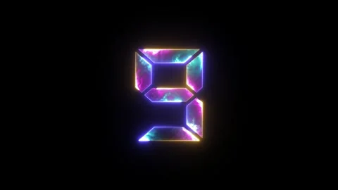 Glowing neon light digital number 9 (Nine). Neon two tone purple and blue l.. Stock Footage 295929216