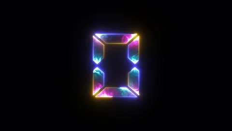 Glowing neon light digital number 0 (Zero). Neon two tone purple and blue l.. Stock Illustration