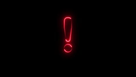Glowing neon light Exclamation Mark sign animation At icon symbol on black backg Stock Footage 309868270
