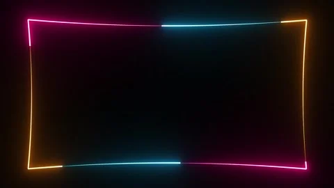 Glowing neon light frame with shifting colors on a dark background Stock-Footage 333240298