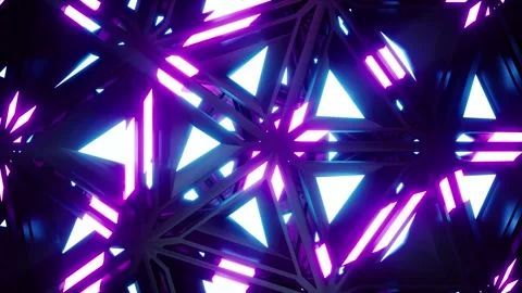 Glowing neon light geometric frame structure Stock Footage 265247766