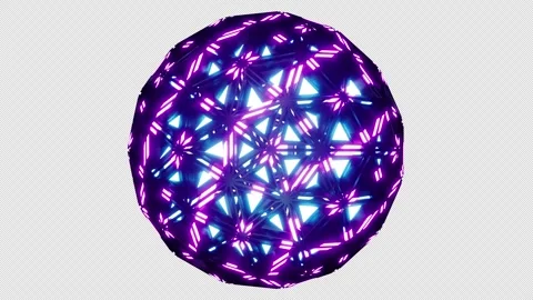 Glowing Neon Light Geometric Frame Sphere Structure Alpha Loop Stock-Footage 265248112
