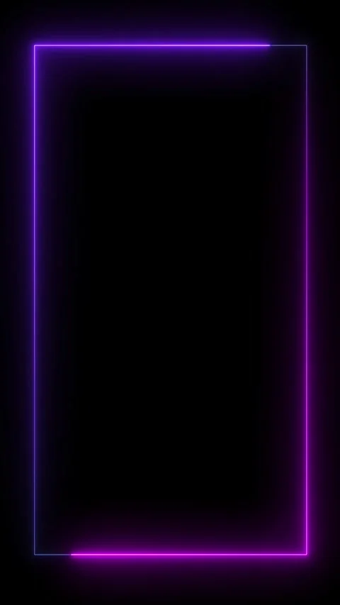 Glowing Neon Light Loop rectangle shape animation on black background. Neon effe Stock Footage 314993253