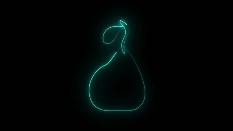 Glowing neon light outline of a pear fruit 库存影片 346577332