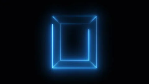 Glowing neon light picture frame rectangle animation Stock Footage 325656659