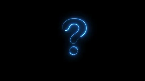 Glowing neon light Question Mark sign animation Question Mark icon symbol on bla Stock Footage 309869189