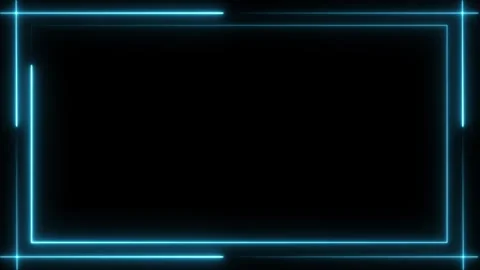 Glowing neon light rectangle border frame and lines animation Video stock 321062255