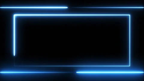 Glowing neon light rectangle border frame and lines animation Stock Footage 321608254
