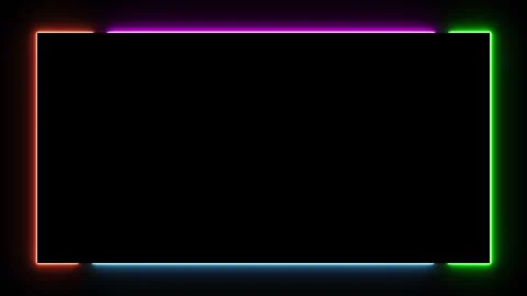 Glowing neon light rectangle colorful border frame animation Stock Footage 321478315