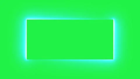 Glowing neon light rectangle frame animation isolated on green background Stock Footage 338428678
