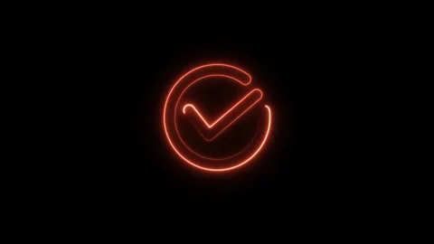 Glowing neon light security tick mark icon Animation Stock Footage 320893105