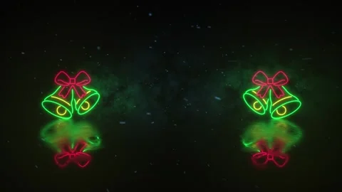 Glowing Neon Light Shape of Christmas Bells Stock Footage 317088099