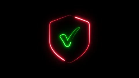 Glowing neon light Shield icon and check mark icon animation 스톡 동영상 321012039