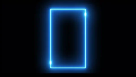 Glowing neon light square frame rectangle animation isolated on black background Stock Footage 320003789