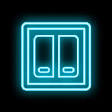 Glowing neon light switch icon on a black background Stock Illustration