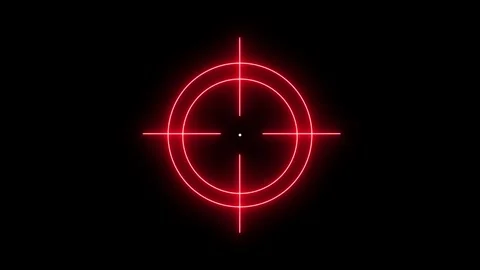 Glowing neon light target symbol animation. Neon crosshair target animation. Stock Footage 333888071