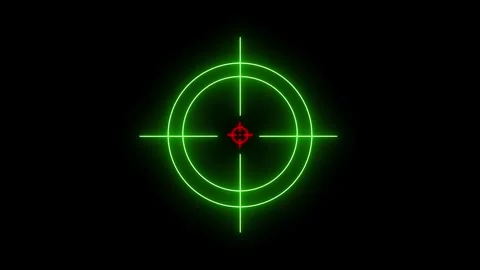 Glowing neon light target symbol animation. Neon crosshair target animation. Stock Footage 333888089