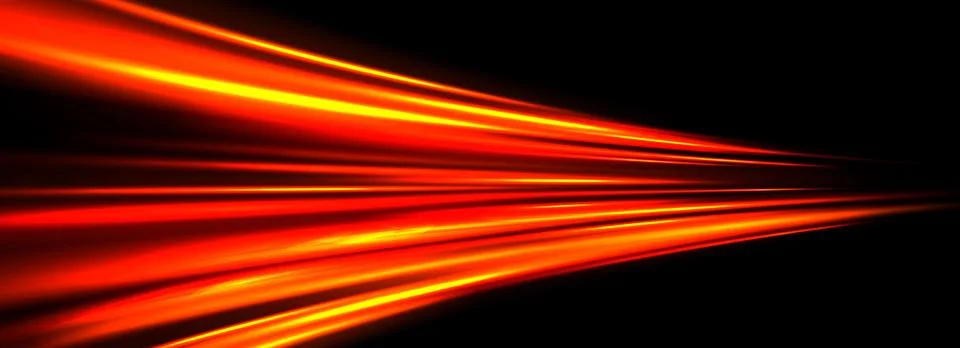 Glowing neon light trail element. Bright red purple speed line wave. Hot Stock Illustration