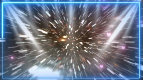 Glowing neon light trails burst in blue frames Stock-Footage 337445014