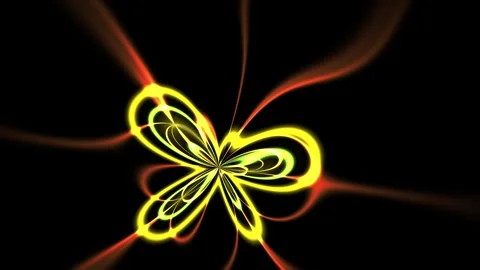 Glowing neon light trails forming abstract shapes on black background. Stock Footage 335958978