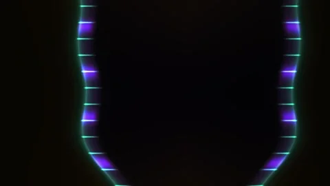 Glowing neon light trails forming circular and figure eight shapes on dark .. Stock Footage 337468842