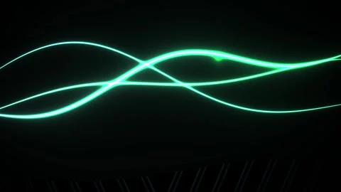 Glowing neon light waves on black background. Stock Footage 337512735