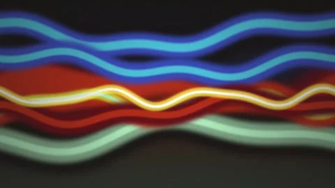 Glowing neon light waves flow in a seamless loop Stock Footage 341665784