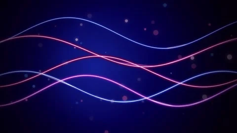 Glowing neon light waves undulate in a seamless loop Stock Footage 341401804