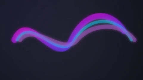Glowing neon light waves undulating smoothly across a dark background Stock Footage 346335023