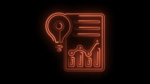 Glowing neon lightbulb and graph presentation animation business financial data Stock Footage 322962196