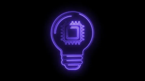 Glowing neon lightbulb with integrated circuit illustrating technology inno.. Stock Footage 314537041
