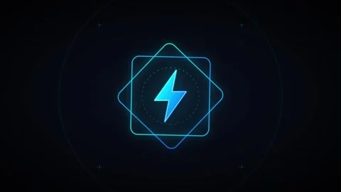 Glowing neon lightning bolt animation on dark tech background, for digital .. Stock Footage 337567165