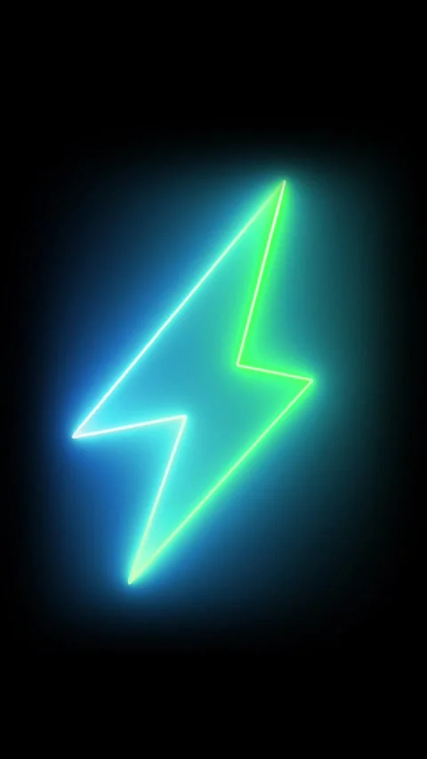 Glowing neon lightning bolt icon for energy vertical video. Glowing neon li.. Stock Footage 314766164