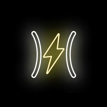 Glowing neon lightning bolt icon representing electricity Stock-Illustration